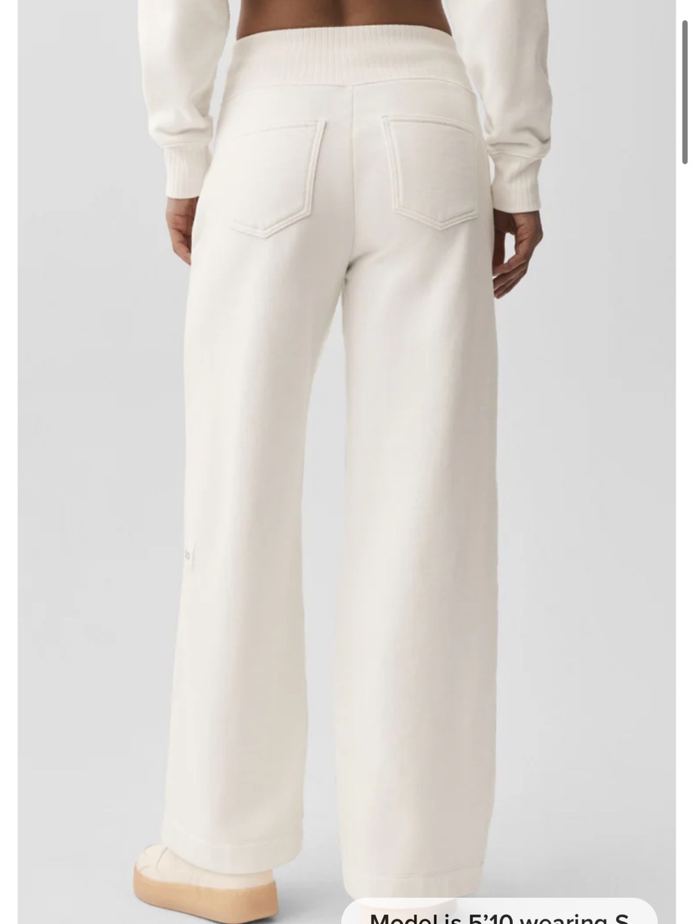 Alo Yoga Serenity Wide Leg Sweatpant in Ivory - Picture 4 of 16